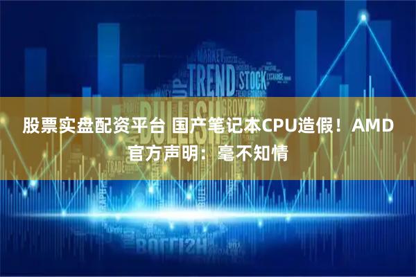 股票实盘配资平台 国产笔记本CPU造假！AMD官方声明：毫不知情